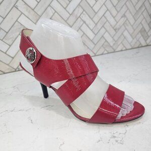 Michael Kors Joselle Red Patient Leather MK Slingbacks High Heel Pumps US 8 1/2M